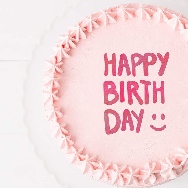 Bolo rosa "Happy Birthday"